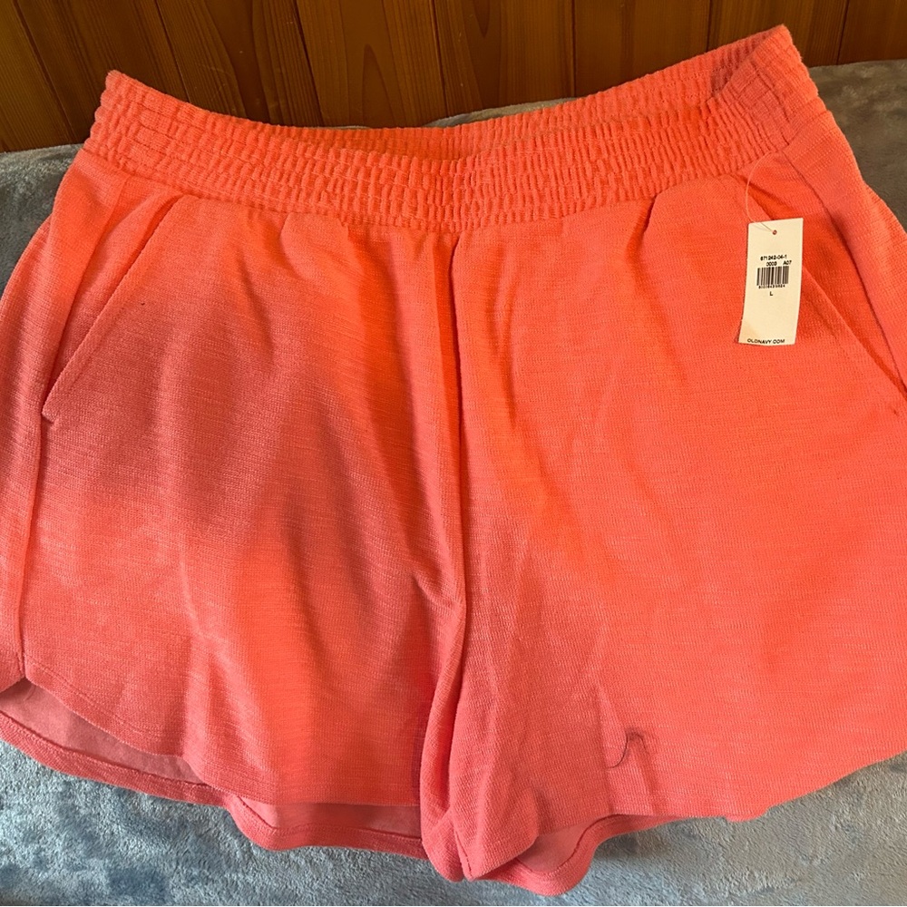 Old Navy Shorts Women’s Orange Tangerine Linen Blend Paperbag Waist Pockets